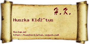 Huszka Klétus névjegykártya